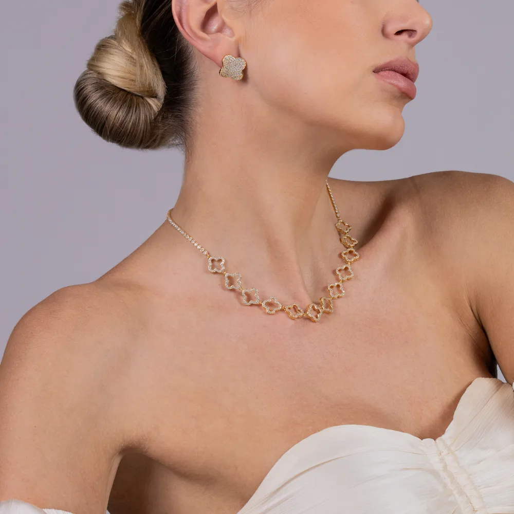 CHOKER VIRGINIA CRAVEJADA VAZADA  BANHO OURO 18K
