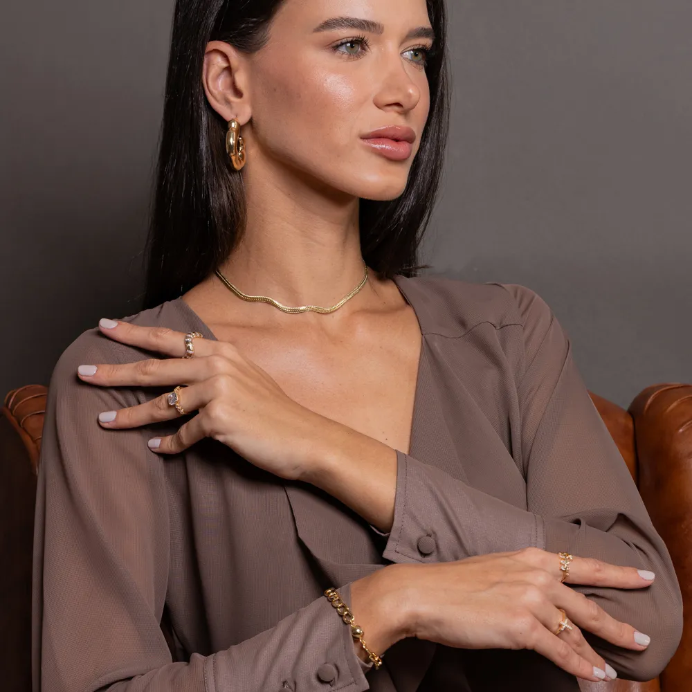 CHOKER MALHA ITALIANA BANHO OURO 18K