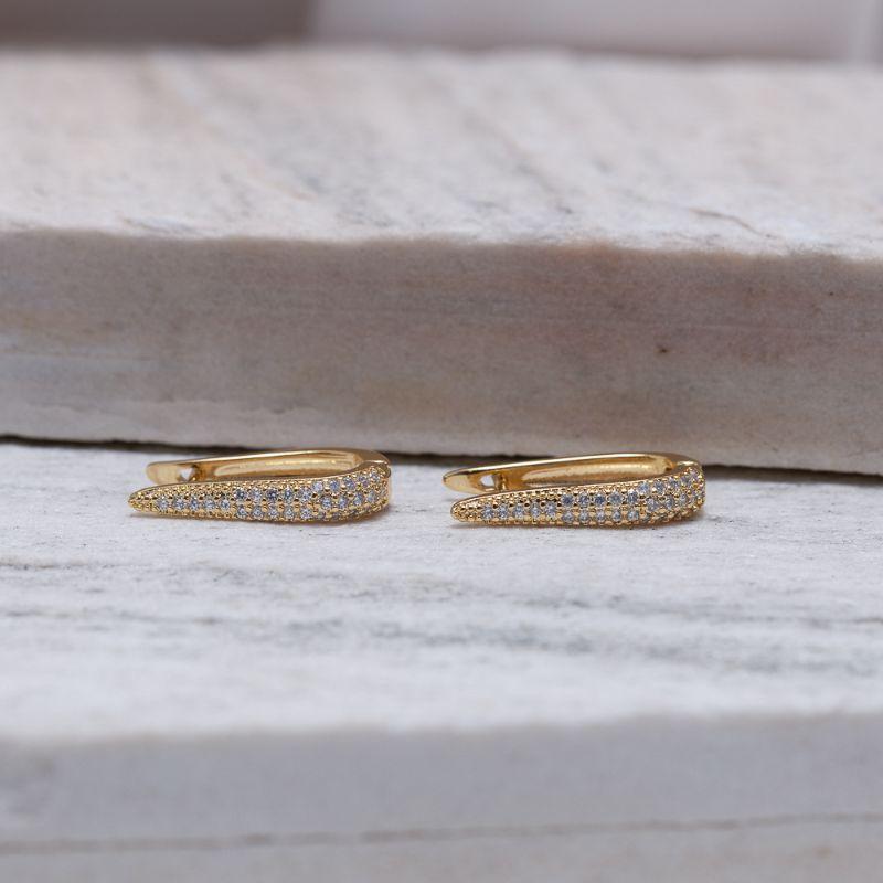 BRINCO ARGOLA HARPA CRAVEJADA BANHO OURO 18K