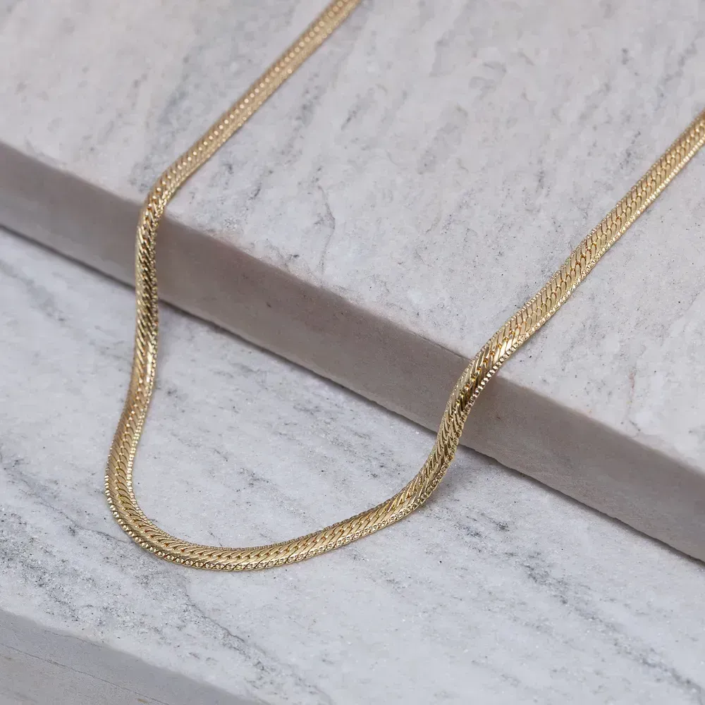 CHOKER MALHA ITALIANA BANHO OURO 18K