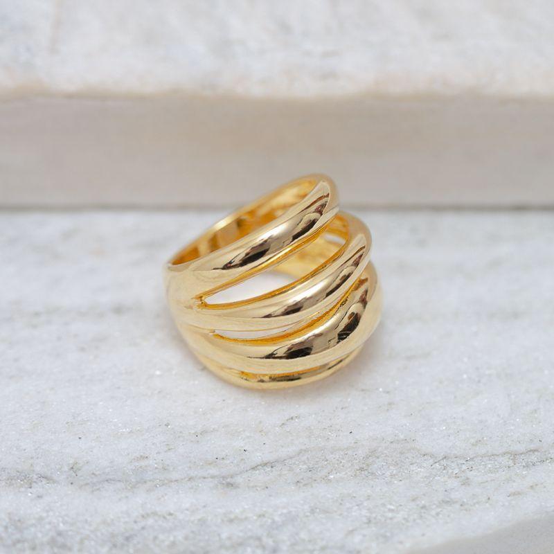 ANEL LISO GRANDE BANHO OURO 18K
