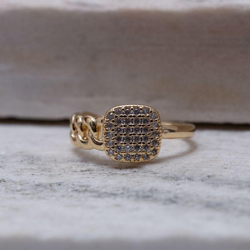 ANEL MIX COM CORRENTE CRAVEJADO BANHO OURO 18K