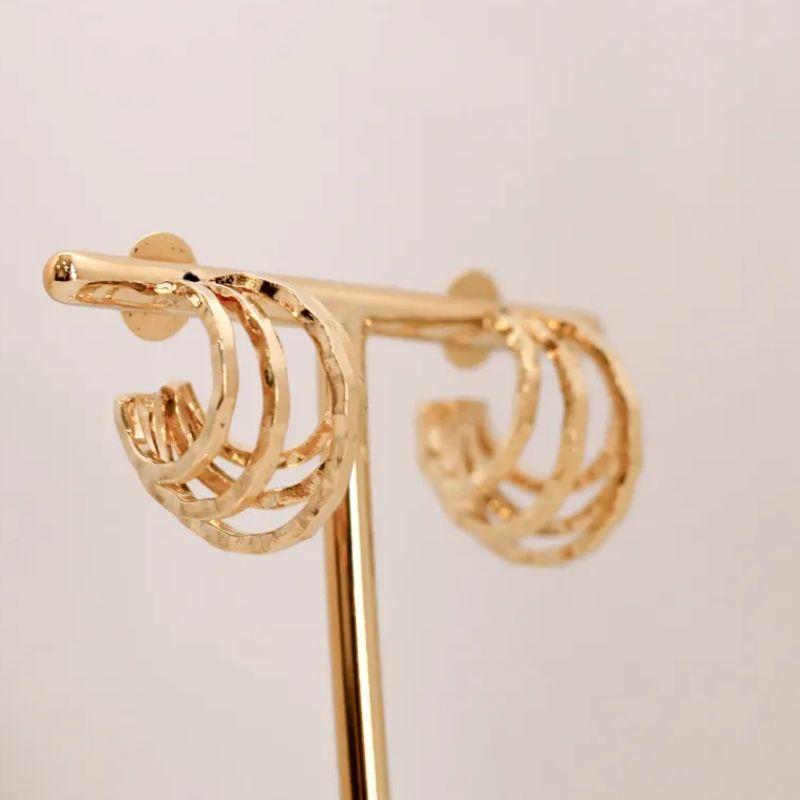 BRINCO ARGOLA 5 AROS LISOS M BANHO OURO 18K