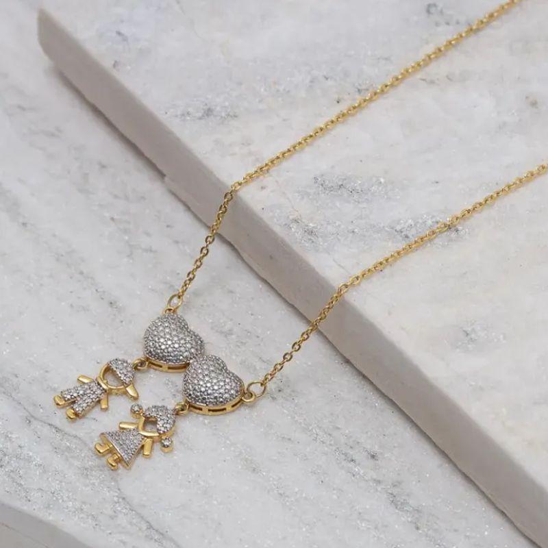COLAR FILHOS CASAL COM CANETA RÓDIO BRANCO EM BANHO OURO 18K