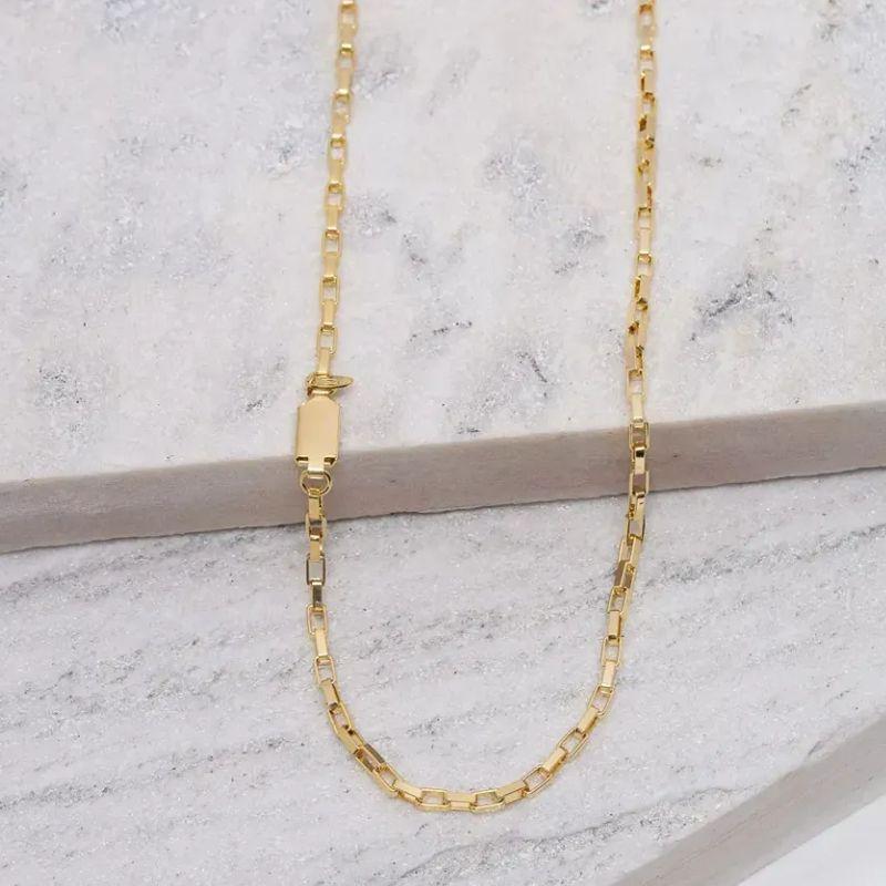 CORRENTE MASCULINA ELO CARTIER QUADRADO BANHO OURO 18K