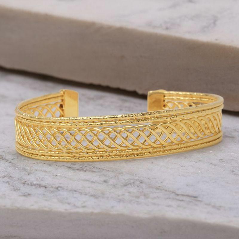 BRACELETE LARGO VAZADO BANHO OURO 18K