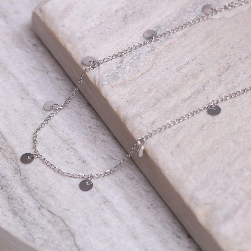 CHOKER CHAPINHAS REDONDAS LISAS BANHO PRATA
