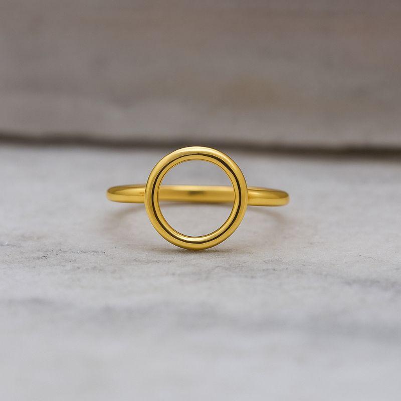 ANEL CÍRCULO LISO VAZADO BANHO OURO 18K ANEL CÍRCULO LISO VAZADO BANHO OURO 18K