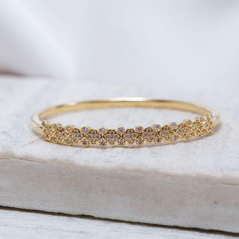 BRACELETE FLOR DE ÁSTER BANHO OURO 18K