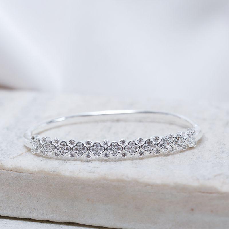 BRACELETE FLOR DE ÁSTER BANHO PRATA