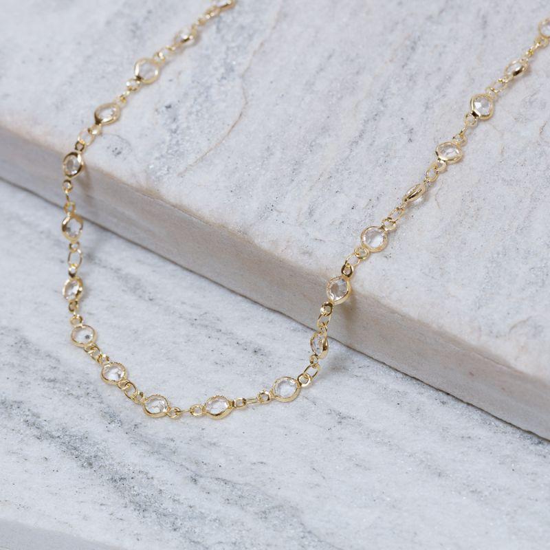 CHOKER COM PEDRINHAS CRISTAIS BANHO OURO 18K