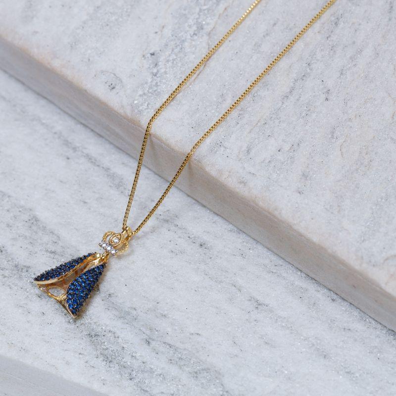 COLAR NOSSA SENHORA MANTO AZUL BANHO OURO 18K