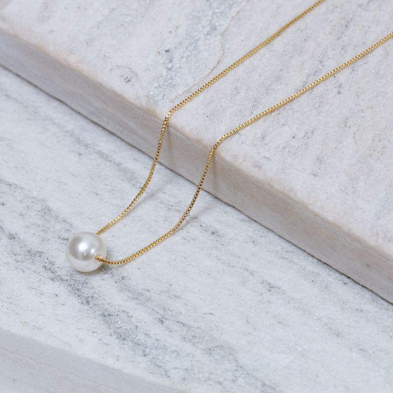 COLAR PÉROLA G BANHO OURO 18K