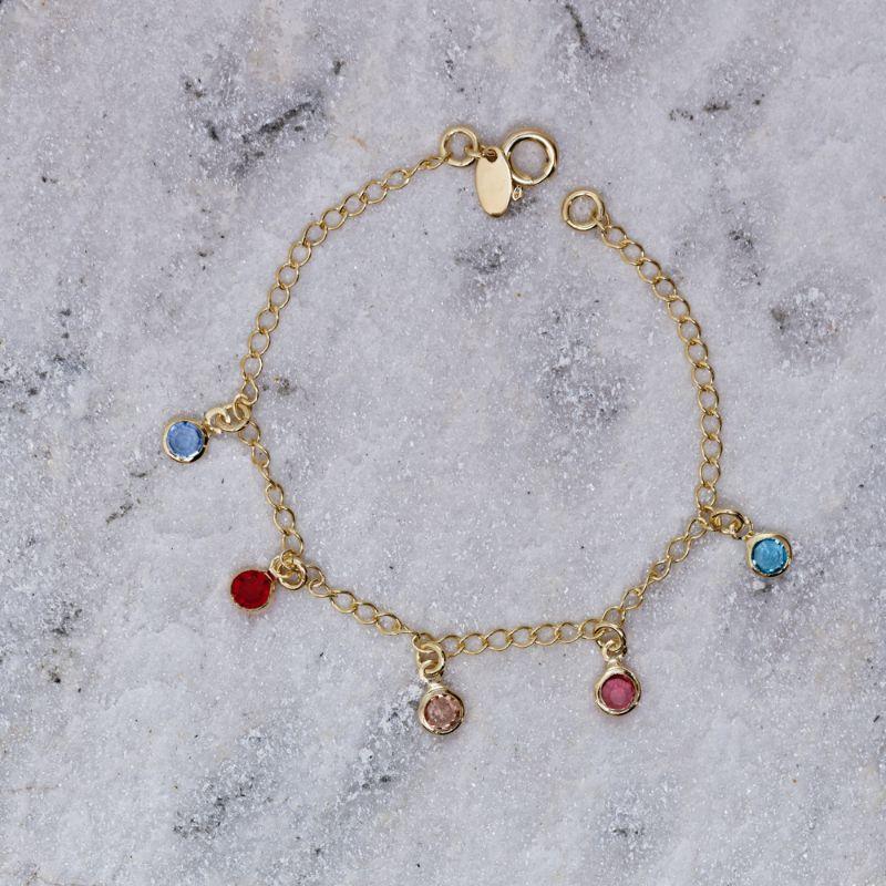 PULSEIRA INFANTIL COM PEDRINHAS COLORIDINHAS BANHO OURO 18K