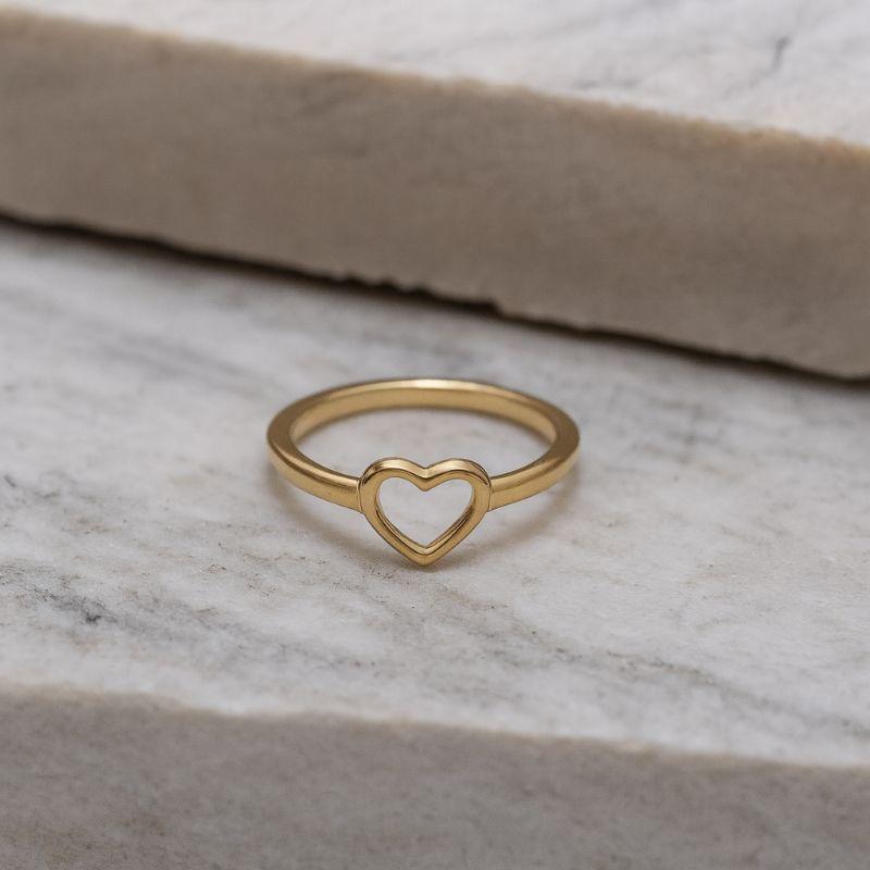 ANEL CORAÇÃO LISO VAZADO BANHO OURO 18K ANEL CORAÇÃO LISO VAZADO BANHO OURO 18K