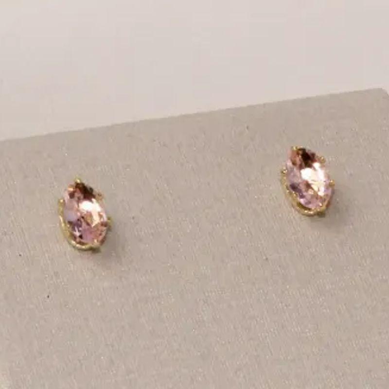 BRINCO PONTO DE LUZ OVAL PEDRA ROSA CLARO BANHO OURO 18K BRINCO PONTO DE LUZ OVAL PEDRA ROSA CLARO BANHO OURO 18K