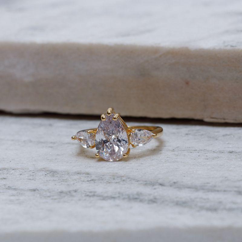 ANEL FORMATURA GOTA CRISTAL BANHO OURO 18K