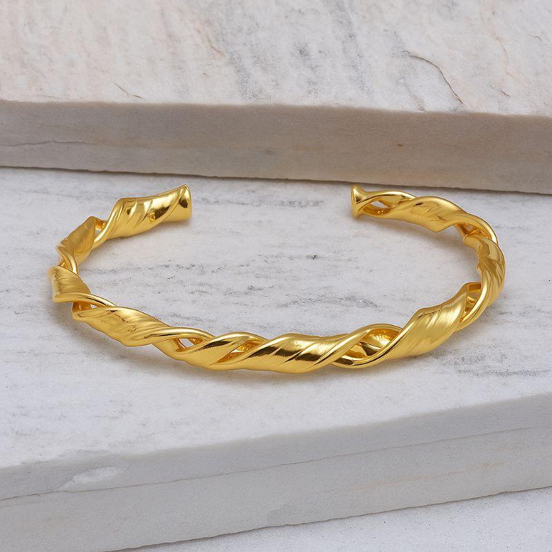 BRACELETE ARO TORCIDO BANHO OURO 18K