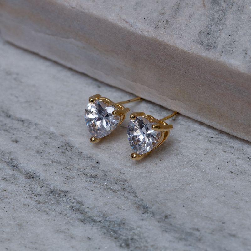 BRINCO CORAÇÃO GRANDE COM ZIRCÔNIAS COLORIDAS BANHO OURO 18K