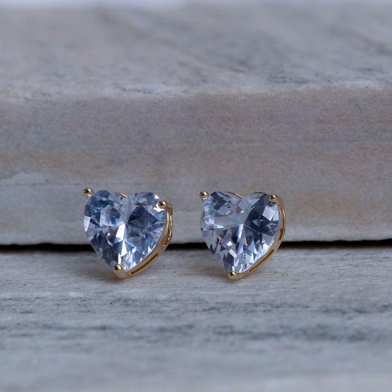 BRINCO CORAÇÃO PONTO DE LUZ G CRISTAL BANHO OURO 18K