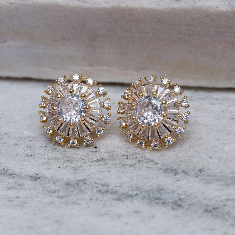 BRINCO PIZZA COM ZIRCÔNIAS BANHO OURO 18K