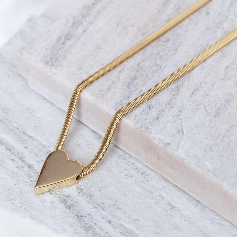 COLAR MALHA ALEMÃ COM CORAÇÃO DOURADO BANHO OURO 18K