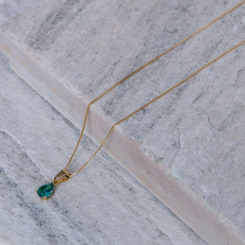 COLAR PONTO DE LUZ GOTINHA VERDE TIFFANY BANHO OURO 18K