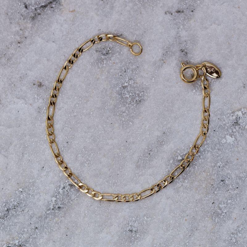 PULSEIRA INFANTIL MASCULINA TRÊS ELOS BANHO OURO 18K