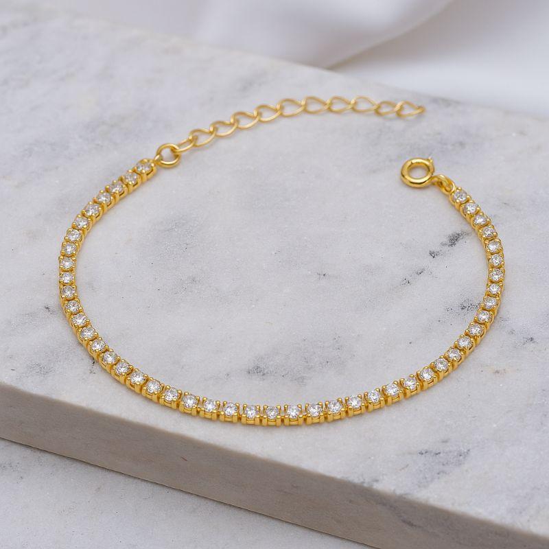 PULSEIRA CRAVEJADA COM ZIRCÔNIAS CRISTAIS M BANHO OURO 18K