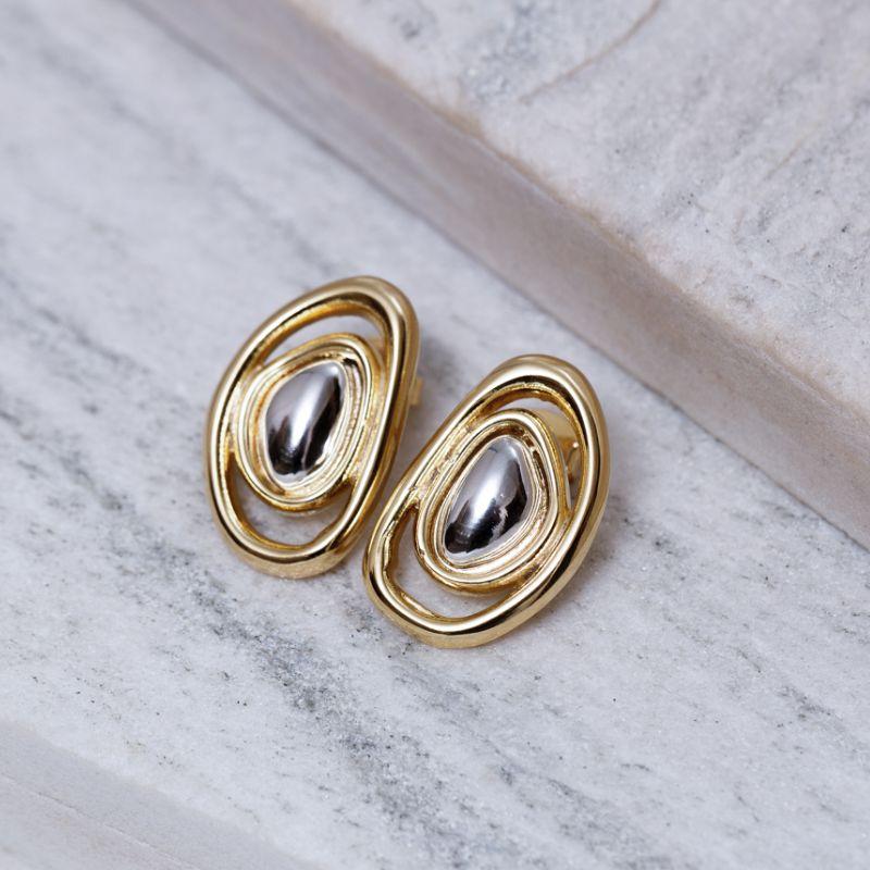 BRINCO ORGÂNICO RÓDIO BRANCO E BANHO OURO 18K