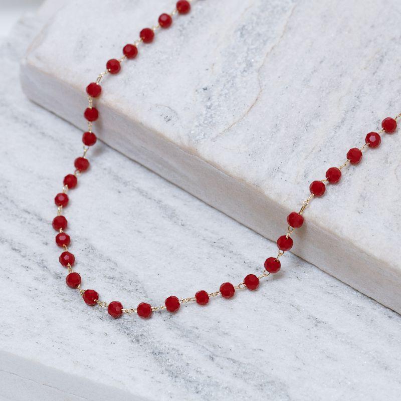 CHOKER BOLINHAS VINHO BANHO OURO 18K