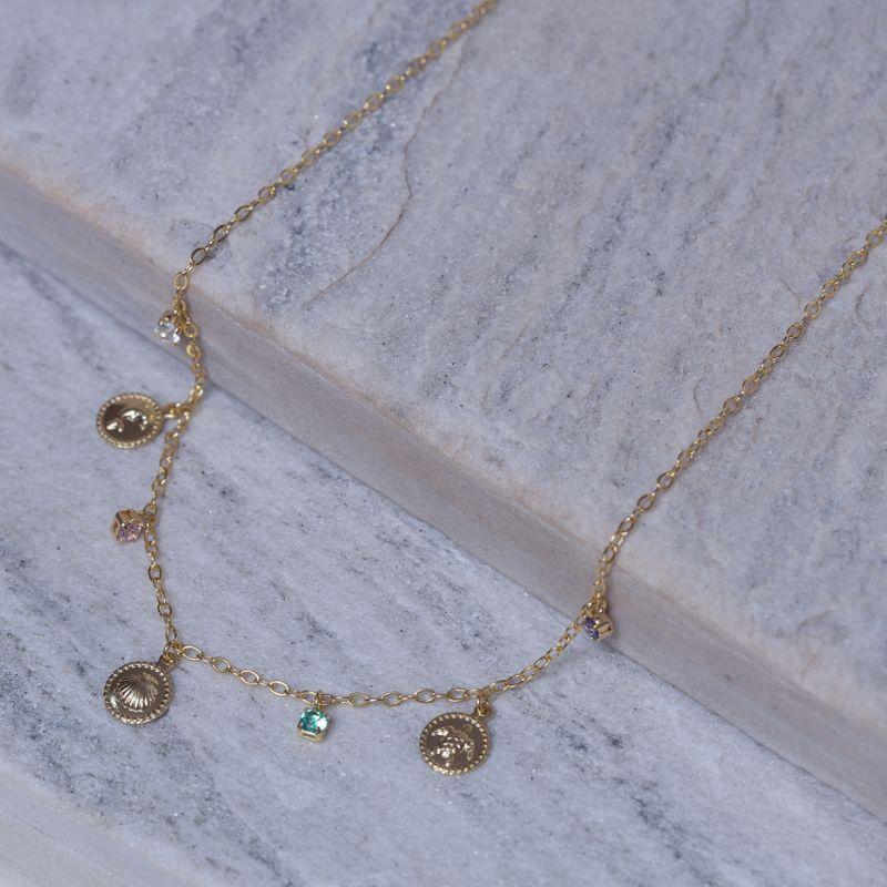CHOKER PINGENTES DO MAR E PEDRAS COLORIDAS BANHO OURO 18K