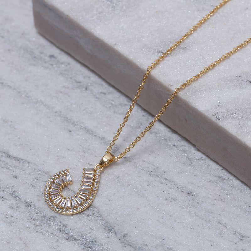 COLAR COM ZIRCÔNIAS NAVETE CRISTAIS BANHO OURO 18K