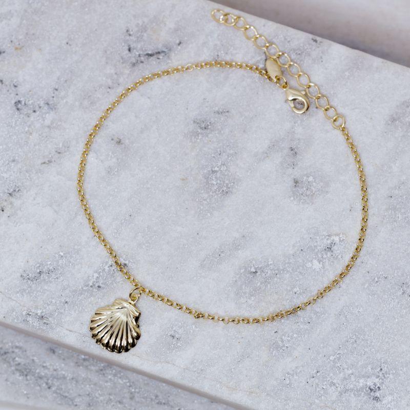 TORNOZELEIRA CONCHA DOURADA BANHO OURO 18K