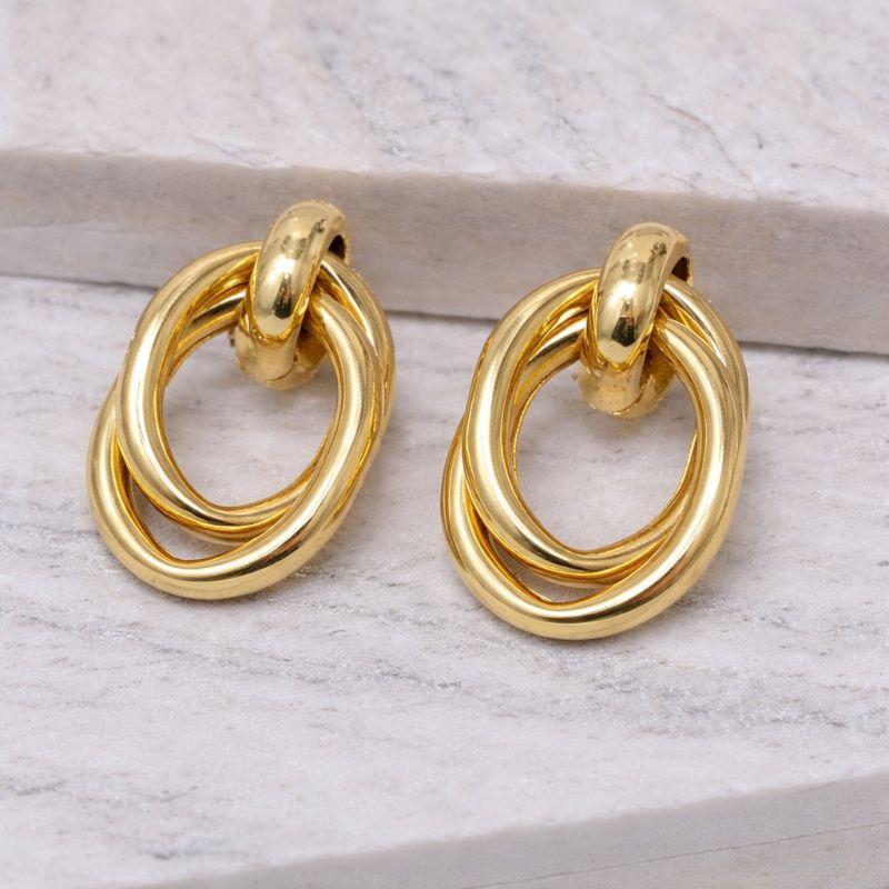 BRINCO ARO LISO DUPLO BANHO OURO 18K