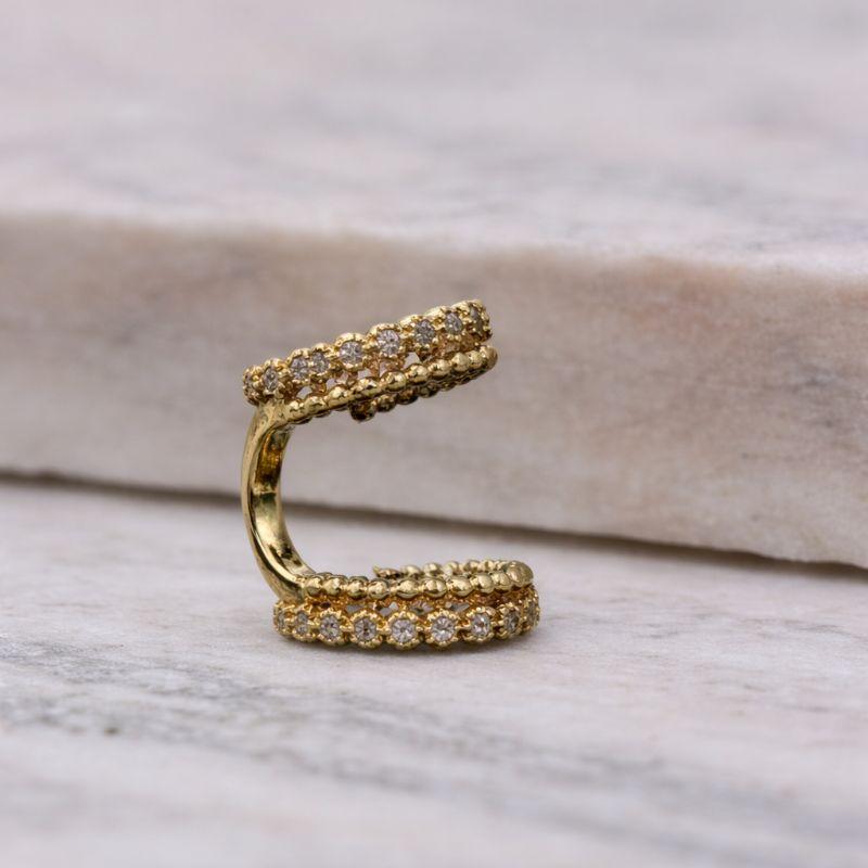 BRINCO FAKE ZIRCÔNIAS BANHO OURO 18K