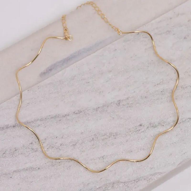 COLAR ARO ONDULADO FINO BANHO OURO 18K