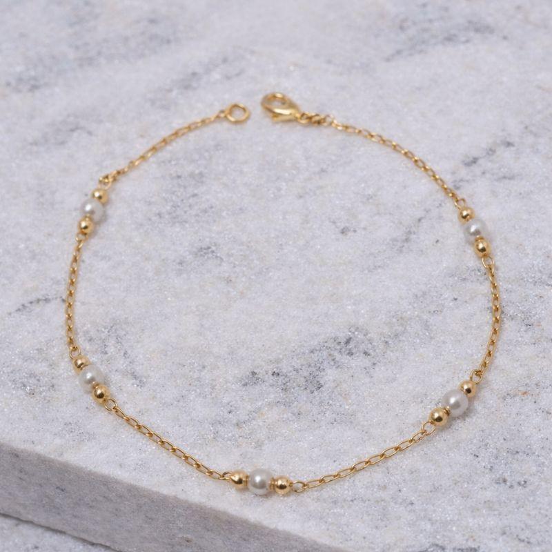 TORNOZELEIRA COM PERÓLA BANHO OURO 18K