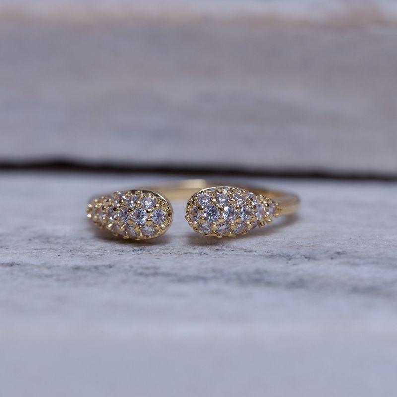 ANEL GOTAS CRAVEJADAS REGULÁVEL BANHO OURO 18K