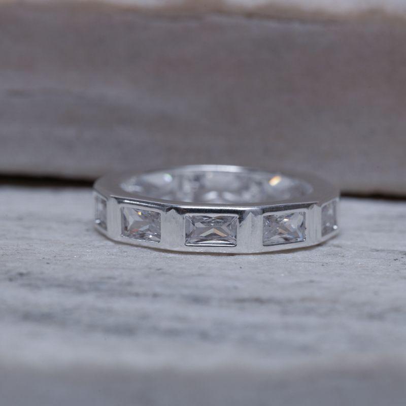 ANEL QUADRADOS CRISTAIS BANHO PRATA