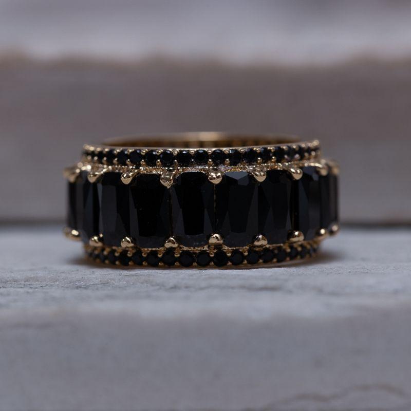 ANEL PEDRAS NEGRAS BANHO OURO 18K