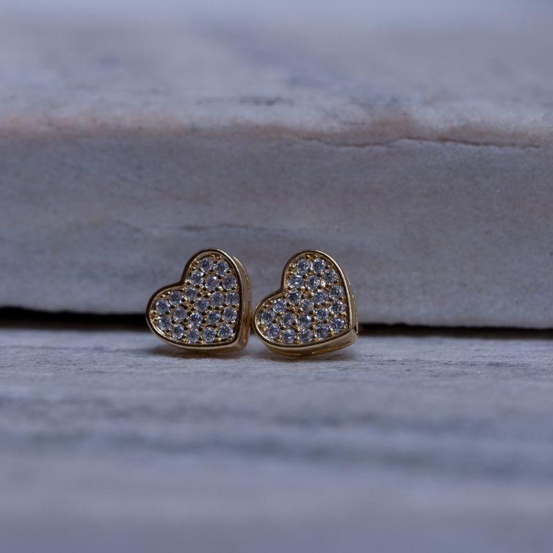 BRINCO CORAÇÃO CRAVEJADO BANHO OURO 18K