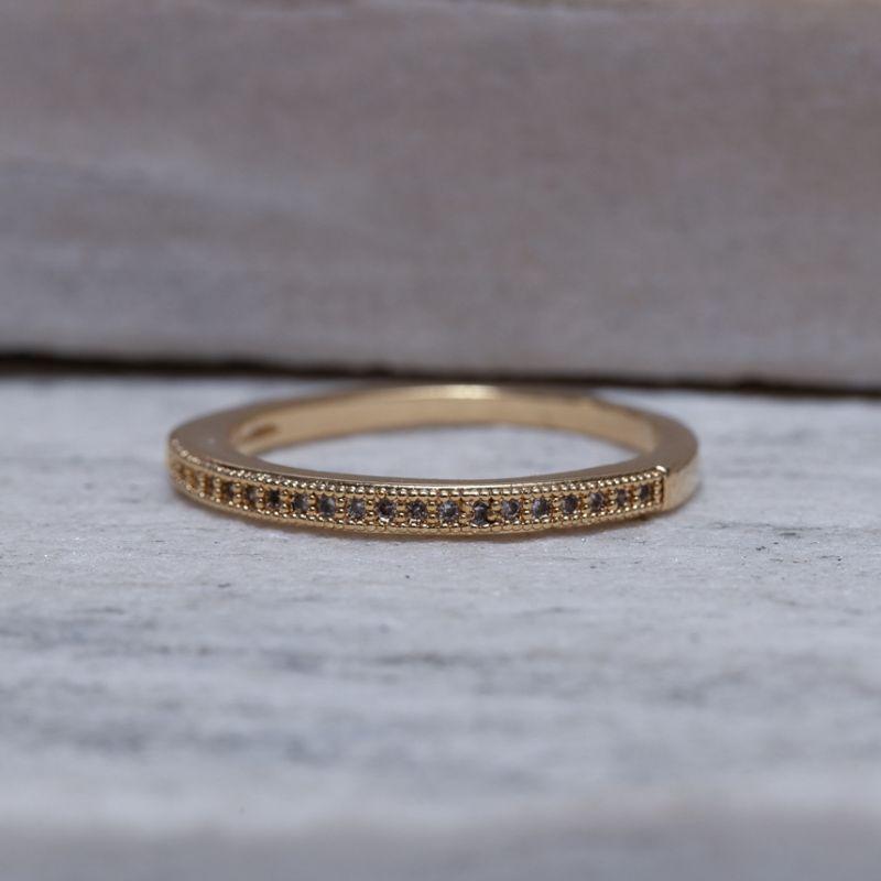 ANEL APARADOR ÚNICO CRAVEJADO BANHO OURO 18K