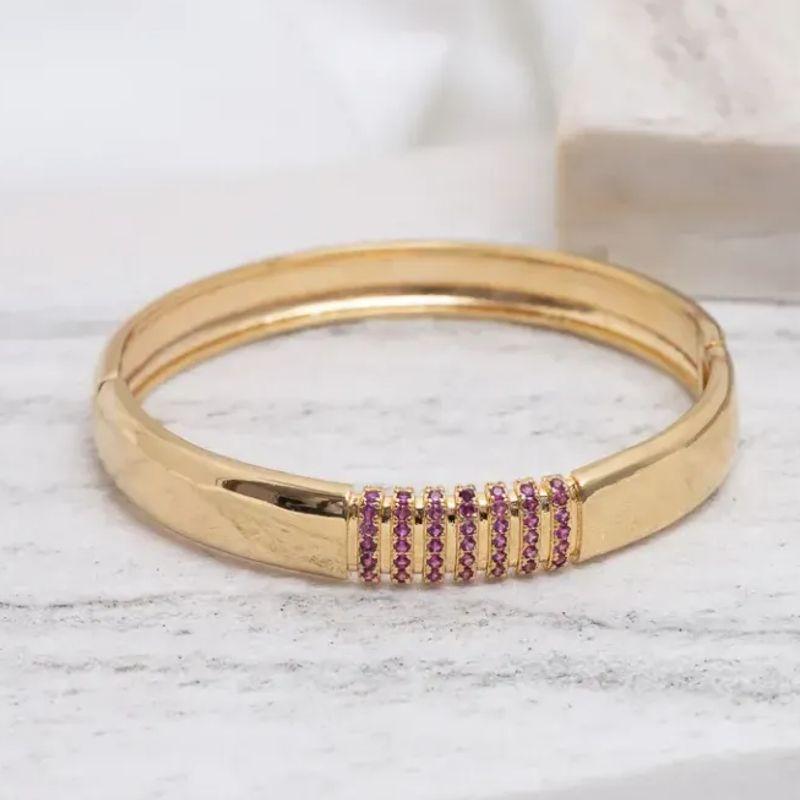 BRACELETE COM ZIRCÔNIAS PINK BANHO OURO 18K