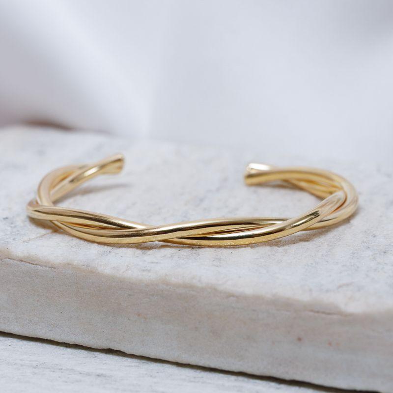 BRACELETE GROSSO TORCIDO BANHO OURO 18K