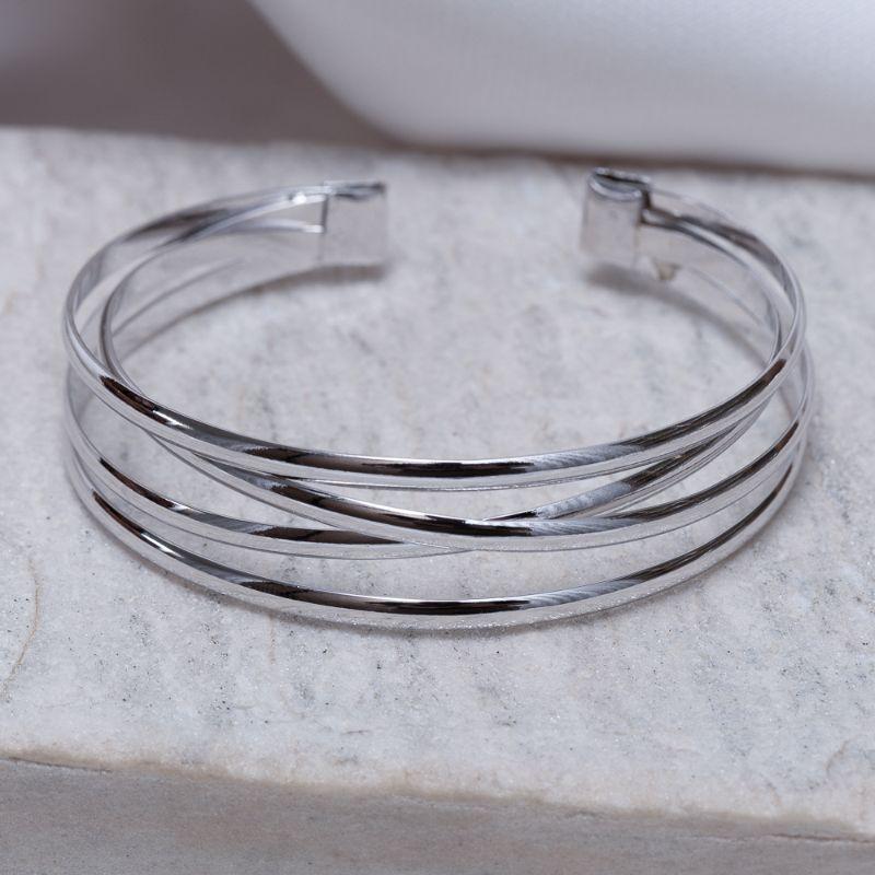 BRACELETE QUATRO AROS BANHO RÓDIO BRANCO