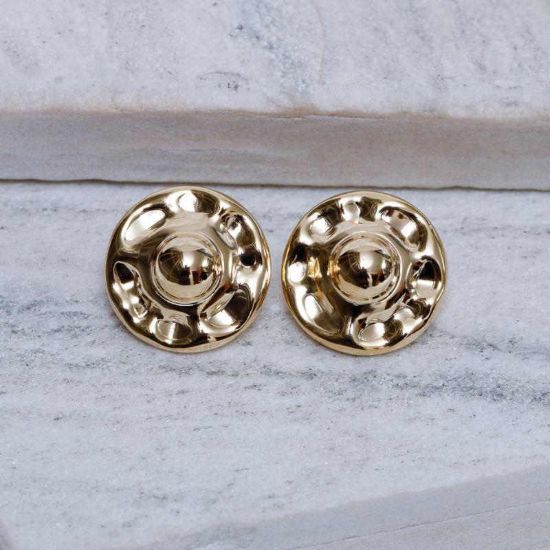 BRINCO BOTÃO FLOR BANHO OURO 18K