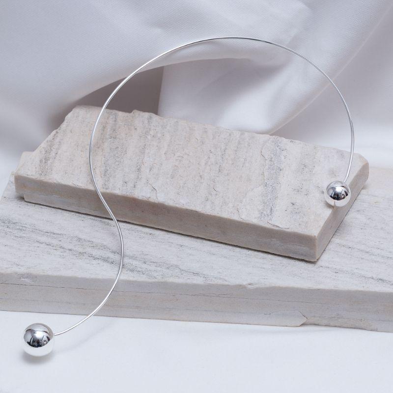 COLAR ARO DUPLO BOLA BANHO PRATA