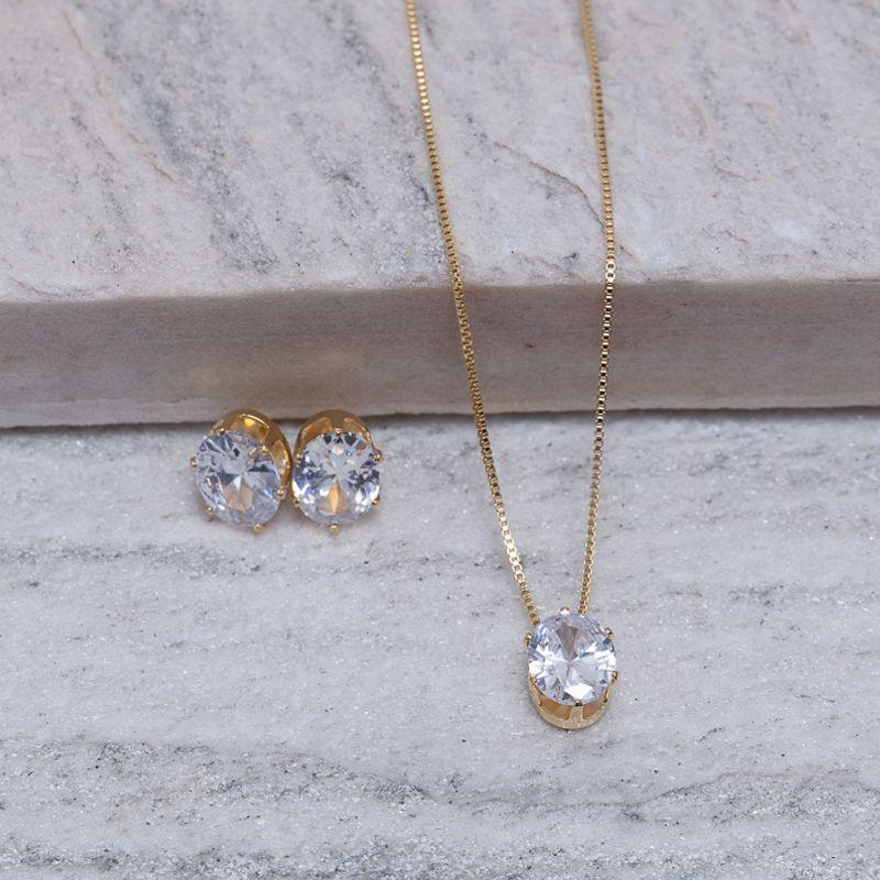 CONJUNTO PONTO DE LUZ  BANHO OURO 18K