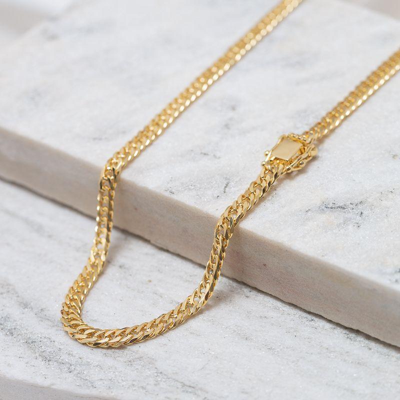 CORRENTE MASCULINA ELOS GRUMET DUPLOS 5MM BANHO OURO 18K